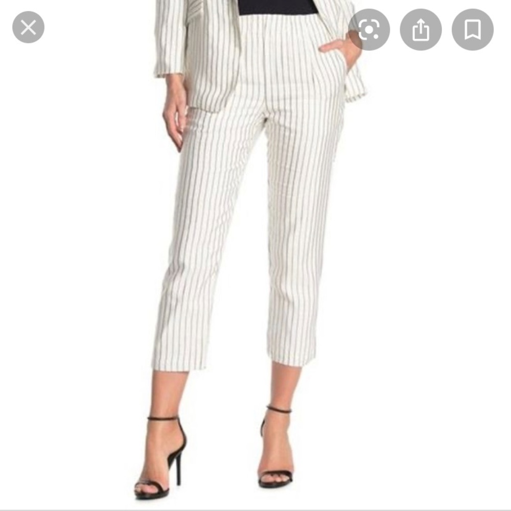 Joie cropped linen striped pant